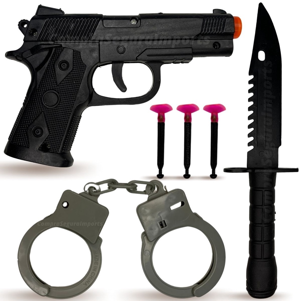 Arminha De Brinquedo Pistola Lança Dardos Algema Policial