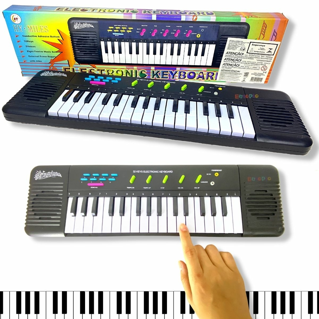 Jogo 2 Peças Musical Infantil Mini Bateria+piano Teclado 32