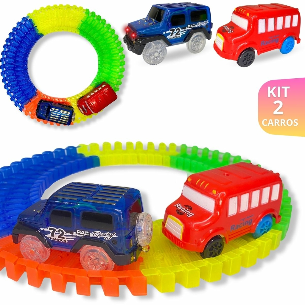 Mini Pista Track Pra Montar 26 Pcs Com 1 Carrinho Colorido