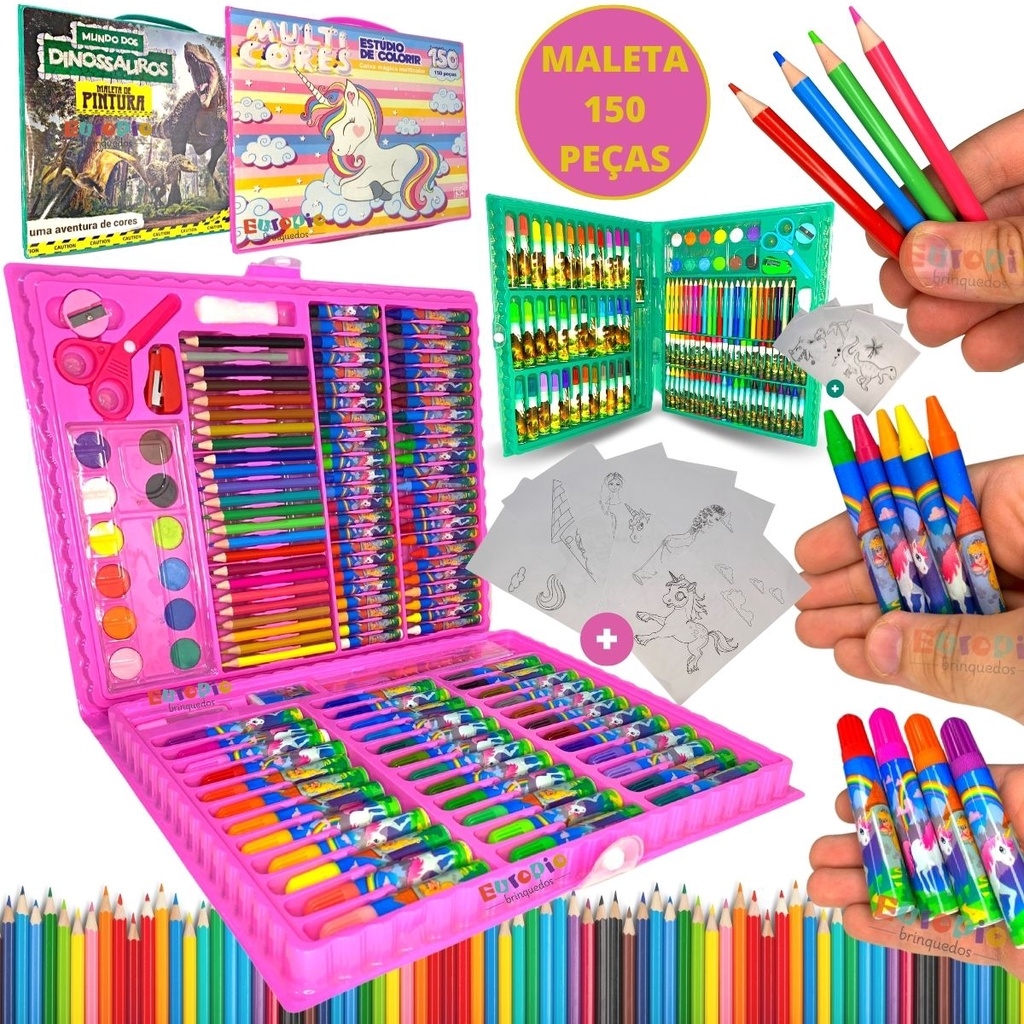 Estojo Escolar Infantil Maleta de Colorir 86 Peças - My Little