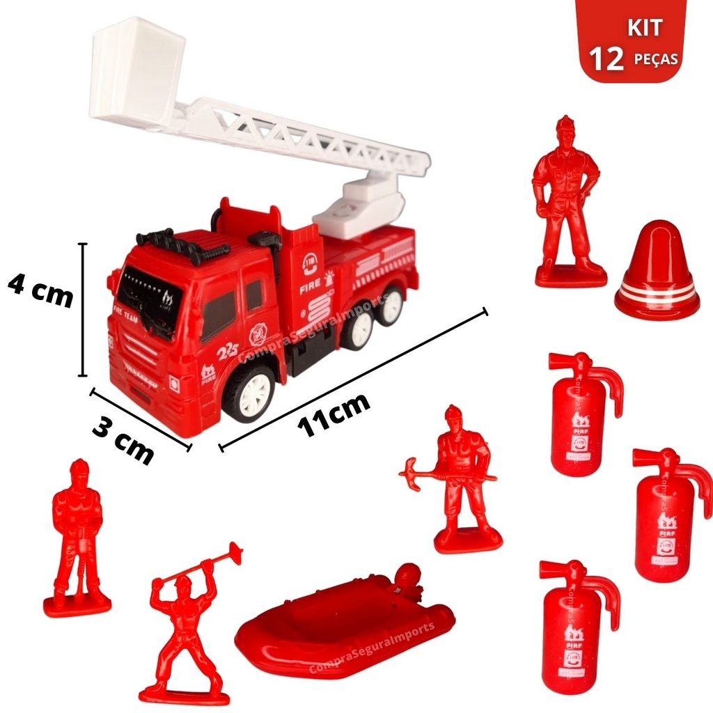 Kit Com 4 Veículos Bombeiros Em Ação - Conjunto Bombeiro Com Onibus E  Caminhões - Caminhão Fire Recue - Brinquedo Carrinho Infantil