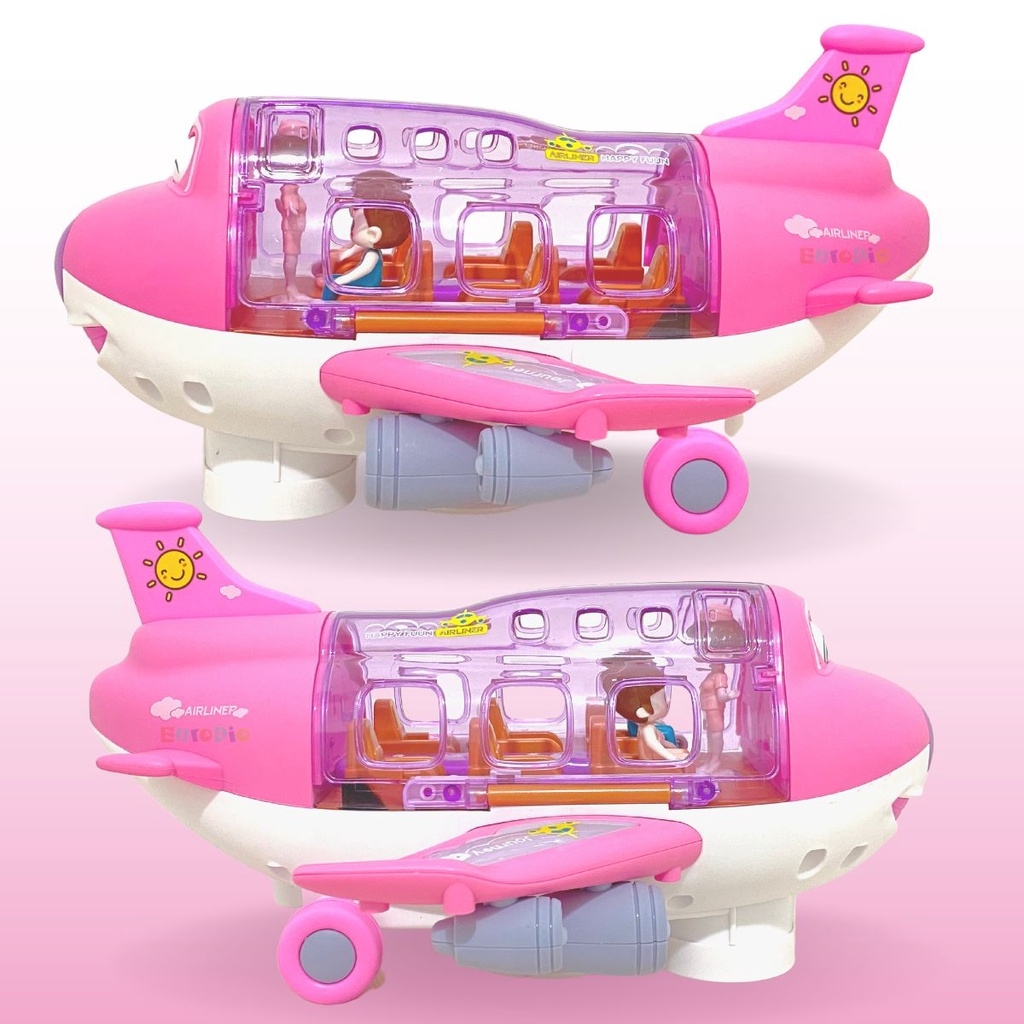 Avião De Brinquedo Musical Gira 360 Bate E Volta Com Som Luz