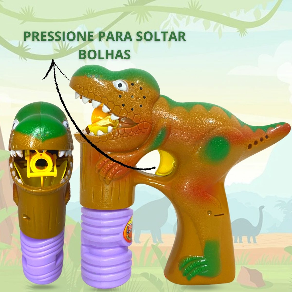 Brinquedo Crianças Faz Sabão Dinossauro Solta Bolhas Com Luz