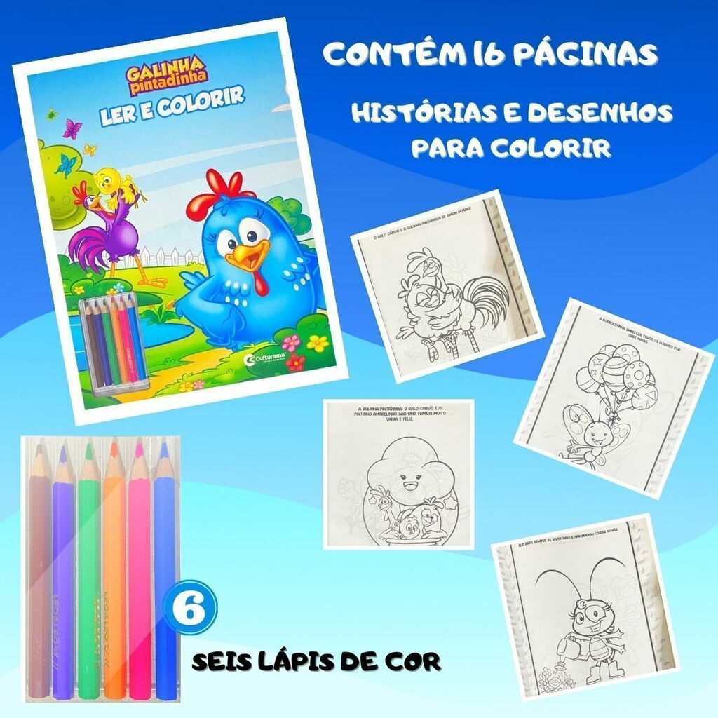 Livrinhos p/ Colorir Infantil 16p. Carros c/6un