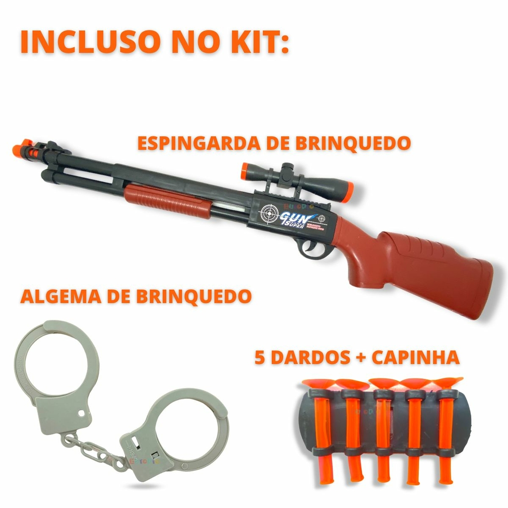 Kit Pistola Arminha Arma Lançador Dardos Atirar Brinquedo