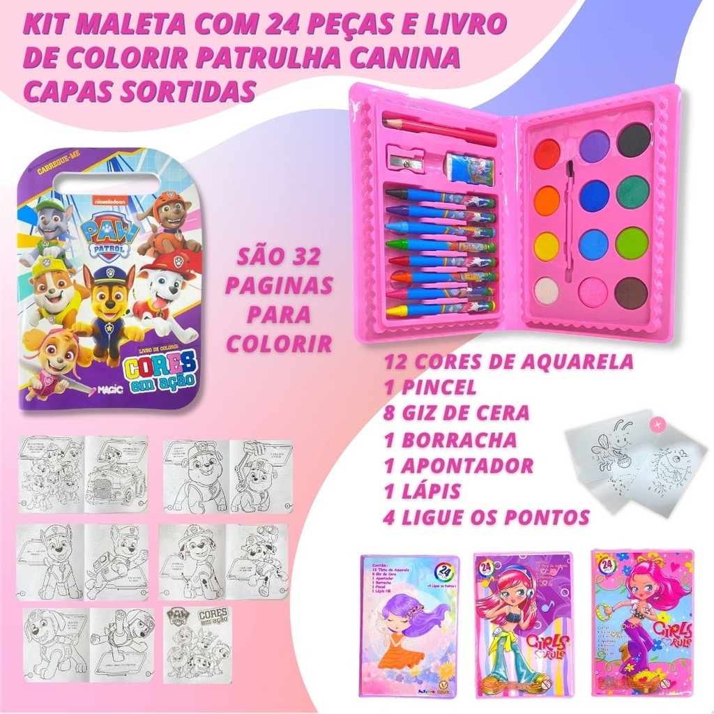 Kit De Pintura Didatico Infantil Patrulha Canina Com 4telas