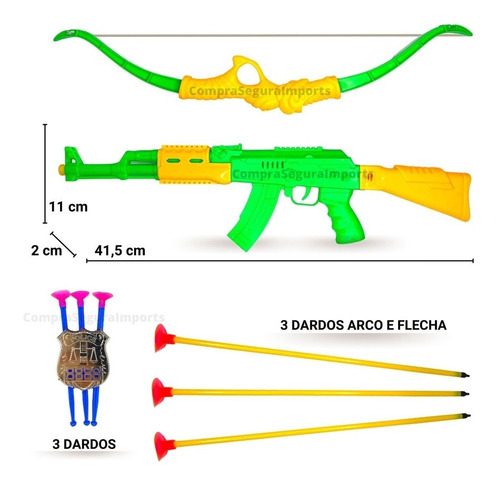 Kit 2 Arminha Policial de Brinquedo Lançador com Dardos do Tipo