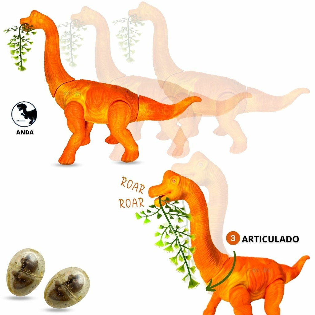 Dinossauro com som, luz, projeção e bota ovo