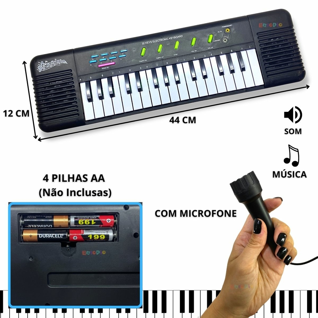 Microfone e teclado infantil