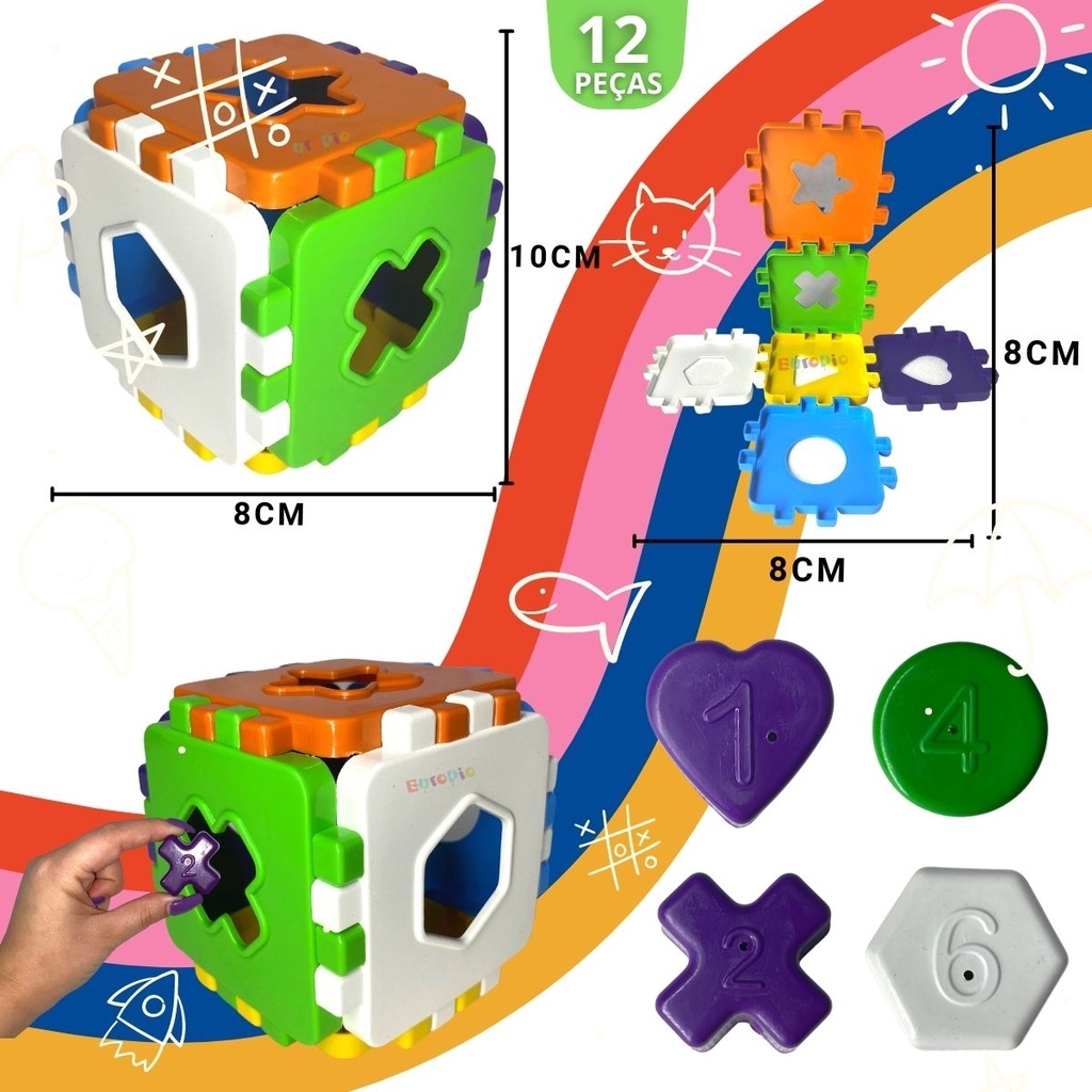 Brinquedo Educativo Peças Grande Montar + Bichinho Borracha