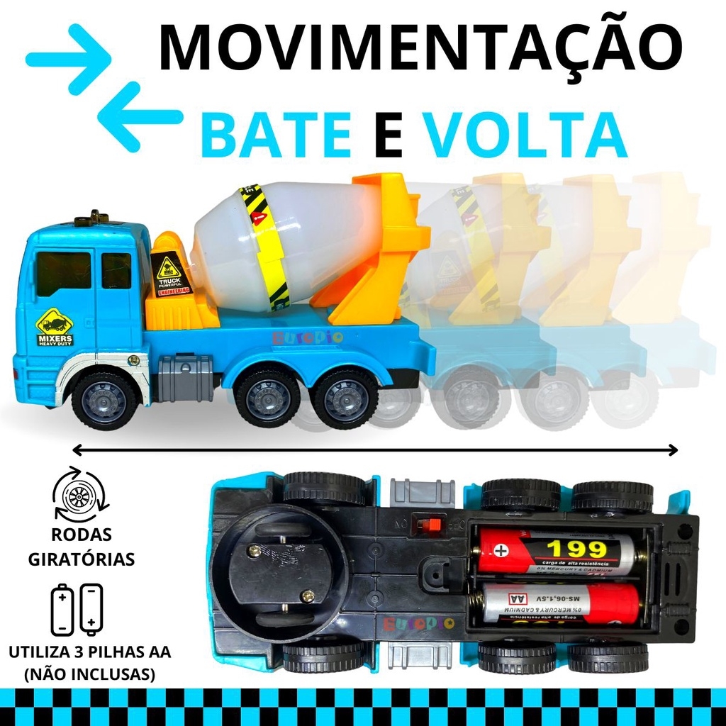 Caminhão Betoneira Realista Brinquedo Infantil Mixer Truck Vermelho