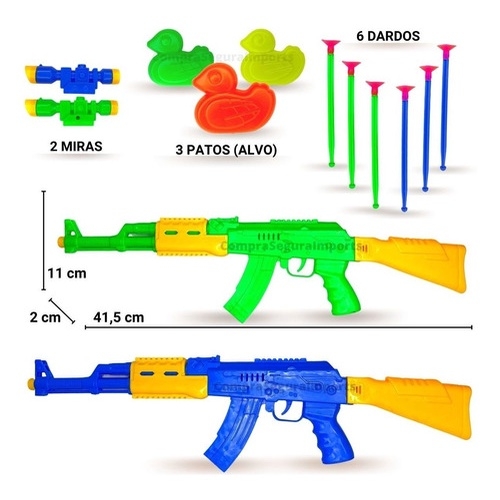 Arminha Brinquedo Metralhadora Fuzil Lança Dardos e Acessórios
