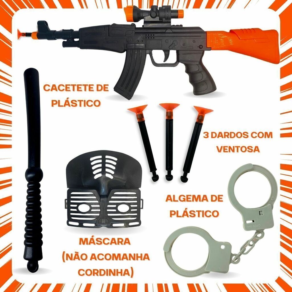 Kit com 4 Arminhas e Relógios Kit Policial de Brinquedo na