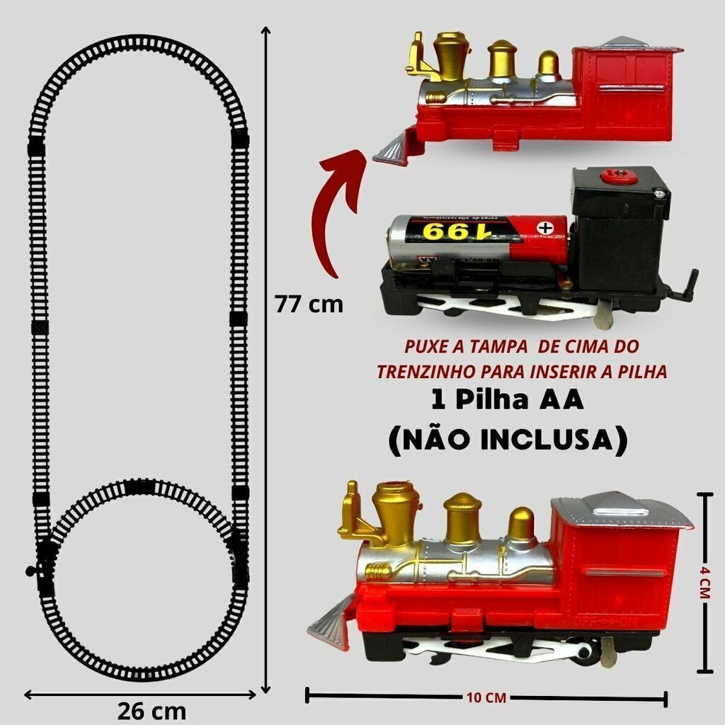 Trenzinho De Brinquedo Trem Menino Locomotiva Trilho Pilha