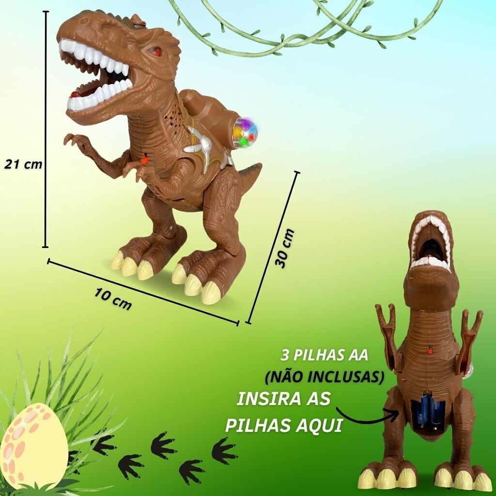 Cabeça de Dinossauro Tiranossauro Rex com Luz, Som e Fumaça