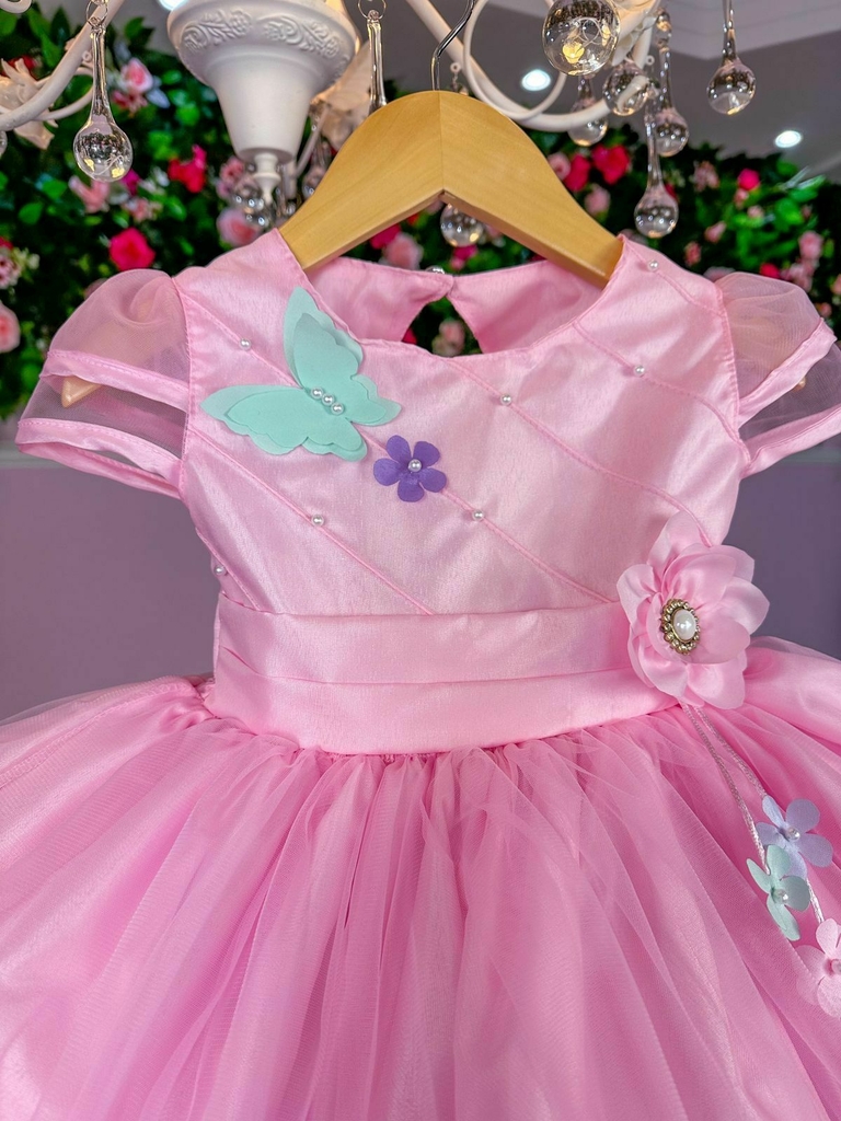 Vestido Moana Baby Rosa Pérola Infantil