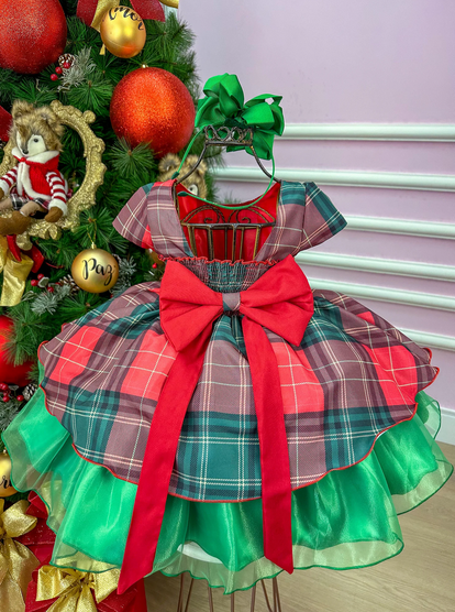 Vestido Xadrez Vermelho Coleção de Natal