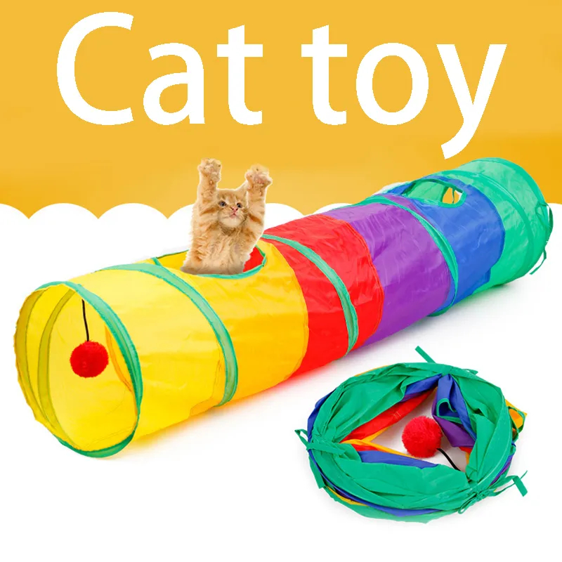 Gatos túnel dobrável brinquedos do gato do animal de estimação kitty  treinamento interativo brinquedo divertido túnel