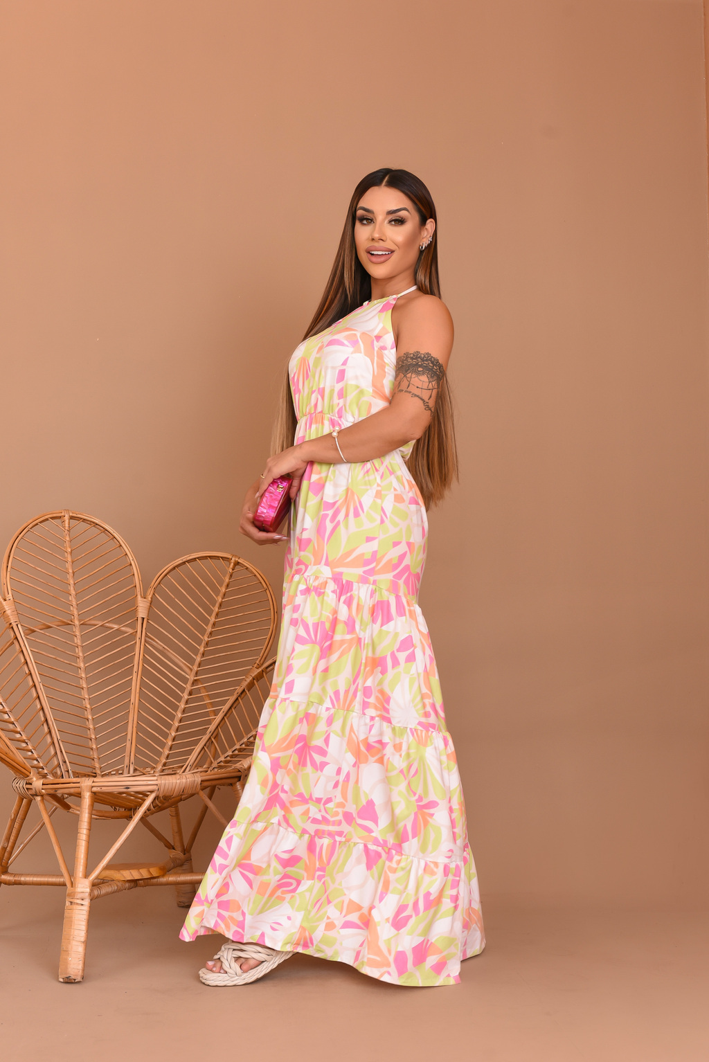 Vestido floral + sapatos + head wear/design exclusivo 100% roupa