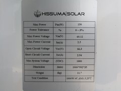 Panel solar policristalino 150W 60V ideal sistemas de bombeo HISSUMA SOLAR en internet