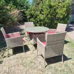 Mesa de jardin de rattan sintetico con 4 sillas - tienda online