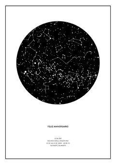 Mapa de Estrellas Luz Blanco Personalizado