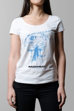 Remera Radiohead paranoid android blanca mujer