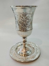 Copa de kidush con plato de niquel decoracion 16 x 7 cm