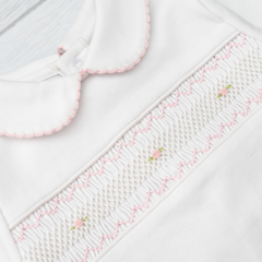Enterito bordado punto smock rosa algodón pima - comprar online