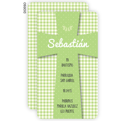 Cruz con Cuadrillé Verde Bautismo - tienda online