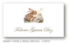 Mamá y Nene Conejo Vintage - Tarjetas Infantiles