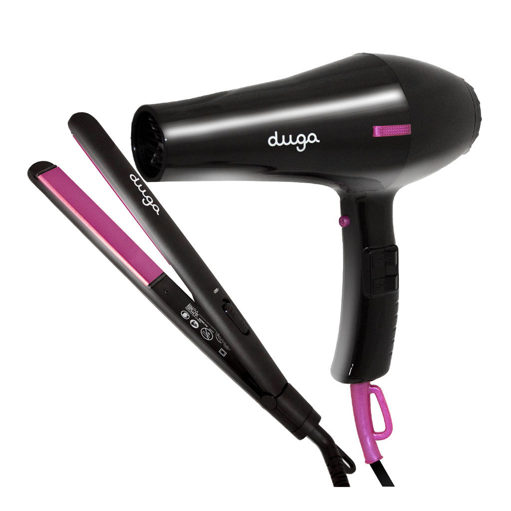 Kit Secador 2000W + Planchita Pelo 200° Peluqueria N\u0026R Duga