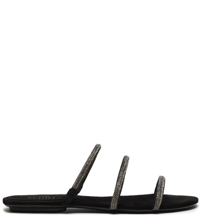 Rasteira Tiras Cruzadas Logo Preta - SCHUTZ