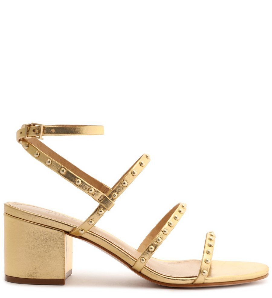 SANDÁLIA METALIZADA SALTO BLOCO MÉDIO TIRAS DOURADA S2000106190001 Schutz