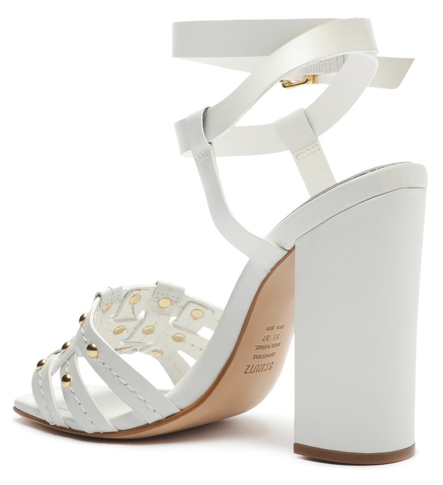 Sandália Salto Alto Couro Tachas Branca S2085700310003 Schutz