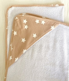 TOALLON CON CAPUCHA ROSA CON ESTRELLAS < sale >