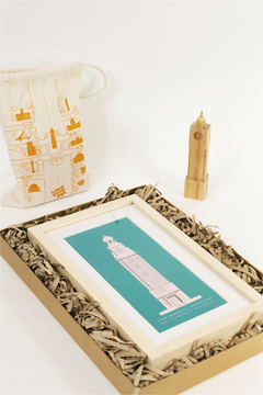 Set Torre Monumental: postal enmarcada + edificio miniatura en madera - comprar online