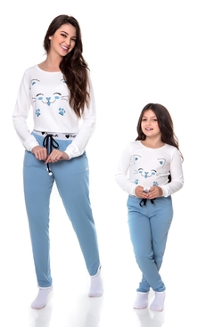 Pijama Infantil Malha com estampa - Azul - comprar online