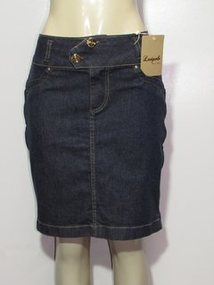 Saia Luapole Jeans Mid Cintura Media C/ Zíper lateral Moda evangélica