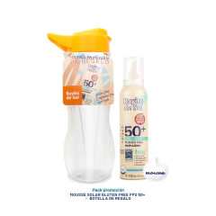 Pack Mousse Solar Gluten Free FPS50 + Botella cristal con tapa naranja - comprar online