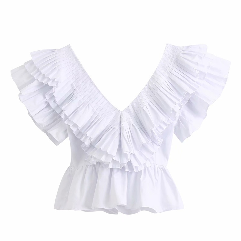 blusa branca com babados zara