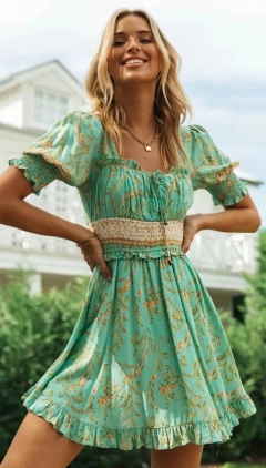 Vestido Verde Floral Boho | DMS Boutique