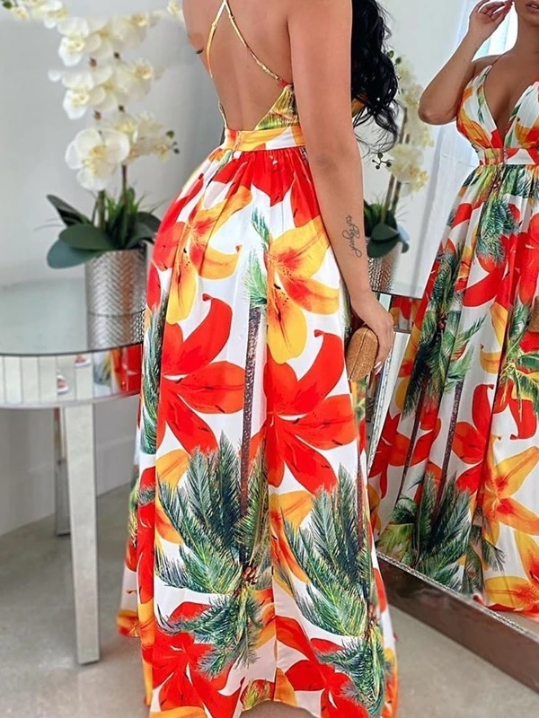 Vestido Longo Floral Decotado | DMS Boutique