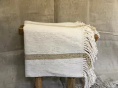 Manta de algodón - crudo c/ raya beige - comprar online
