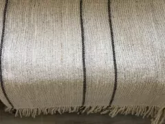 Manta de lana - crudo c/ 2 rayas visón - comprar online