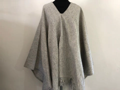 Poncho de lana pesado - gris claro