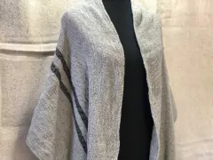 Pashmina de lana clásica - gris c/ negro