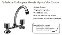 Grifería Bicomando De Cocina Hydros Viva Cromo - comprar online