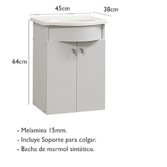 Vanitory Colgante Melamina 50cm Bacha Marmol Sintetico - comprar online