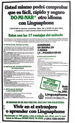 Linguaphone - La Nación - 1983 - (Primeros avisos en dos colores) en internet